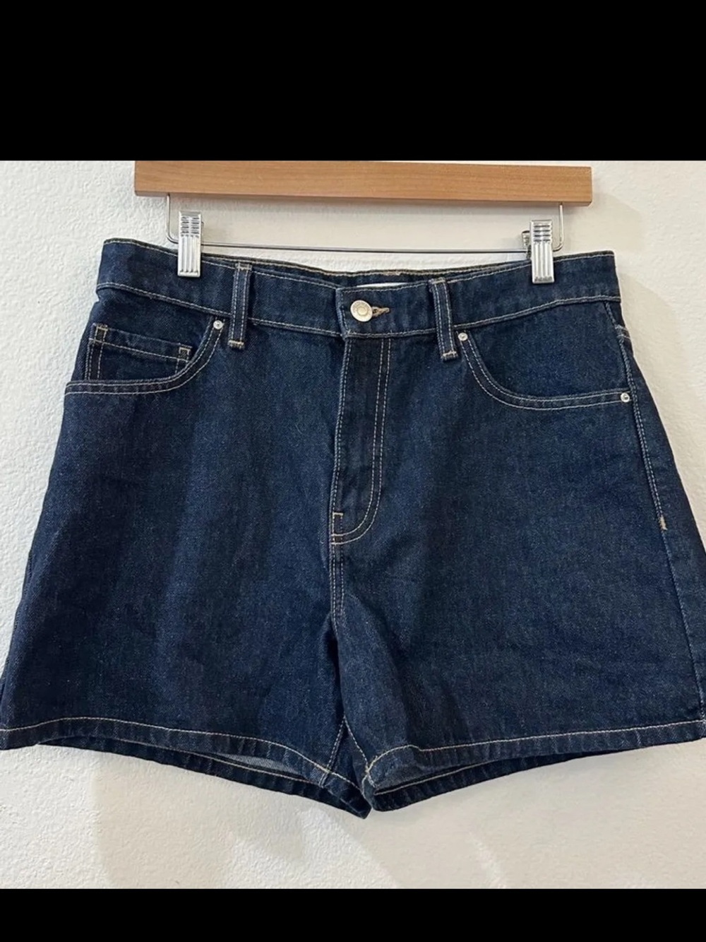 Mango Dark Blue High-Rise Denim Shorts